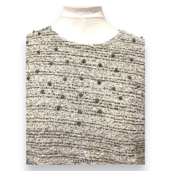 H&M Women’s Half Sleeve Crew Neck Speckled Knit Spike Studded Sweater, Size M - Picture 2 of 9